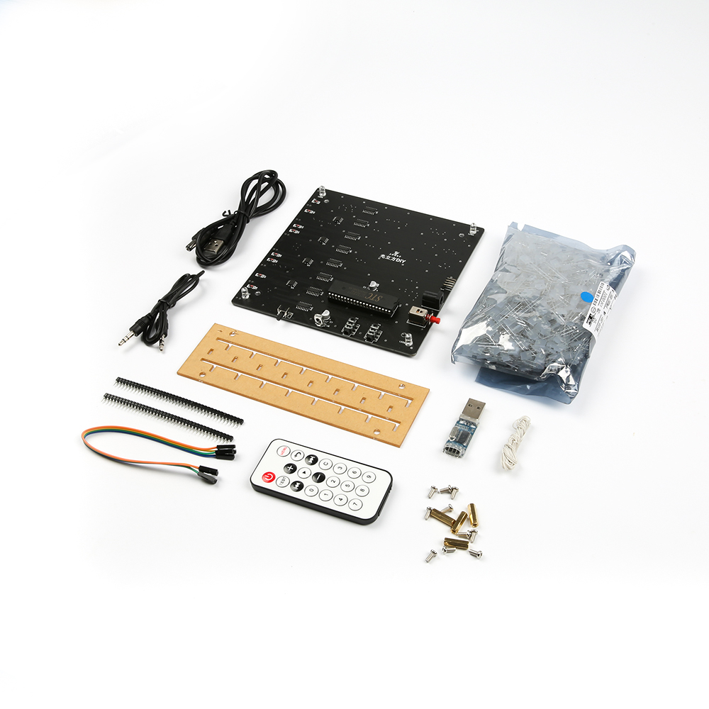 DIY набор для сборки светодиодного музыкального куба, с батарейкой в комплекте